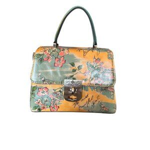 New Patricia Nash Beautiful Girl Collection Floral-Print Leather Satchel Handbag